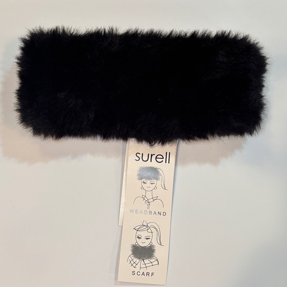 NWT Faux Rex Rabbit Knit Headband OS Black - Picture 1 of 5